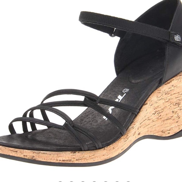 Teva Shoes - {TEVA} Riviera Strappy Black Wedge Sandal